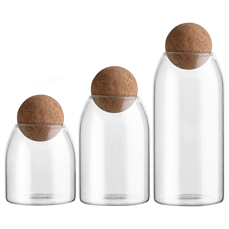 
Customized Glass Jar with Airtight Seal Wood Lid Ball Clear Candy Jar Mason Jars Food Storage Canister for Serving Tea Coffee 