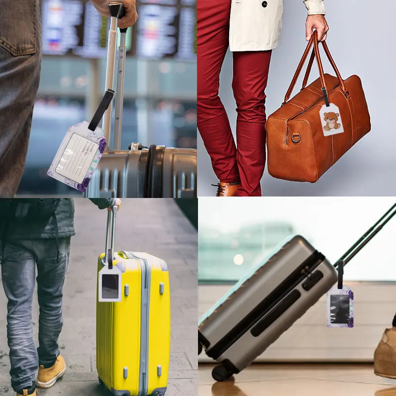 Wholesale Custom Sublimation blanks Airplane Business Card Leather Baggage Luggage Tag for Travel