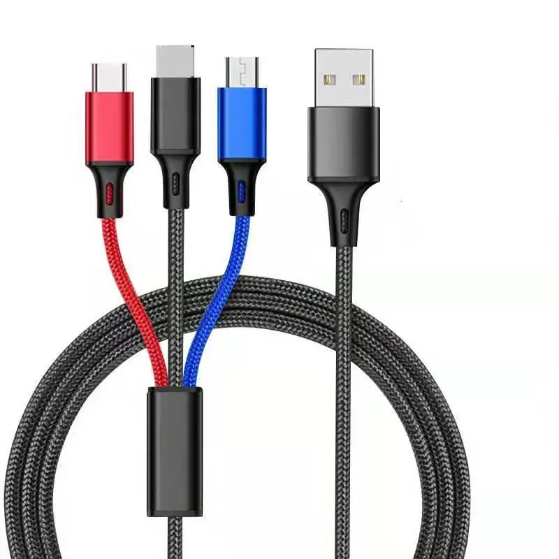 Multi Charging Cable 3 in 1 Fast Charging Cord  Nylon Braided USB Cable Multiple Colors Charger Compatible with Most Smart