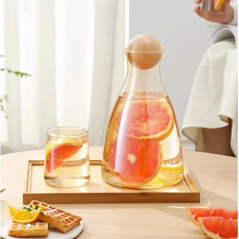 glass pitcher water jug clear and amber color high borosilicate glass 1200ml hotel restaurant