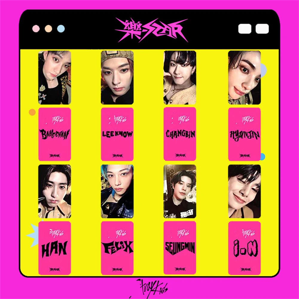 8 sets of KPOP rock star album photo cards for homeless children, double-sided postcards, Leeknow Bang Chan Hyunjin Felix Lomo 2
