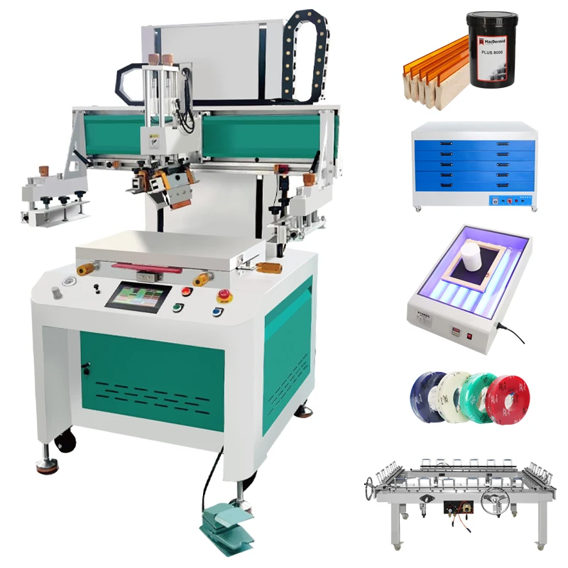 DELIOU Vertical Silk Screen Printer Pneumatic Semi-Automatic Printing Machine (50X70cm Worktable With Absorbing)