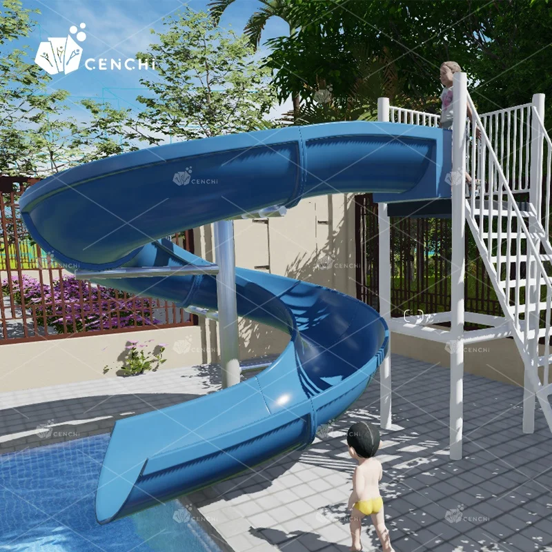 Cenchi summer cooling backyard swimming pool slide commercial splash pad park hotel resort aqua play fiberglass slides
