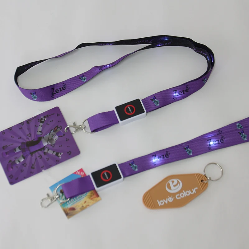purple led lanyard for concert flashing light lanyard with oem logo
