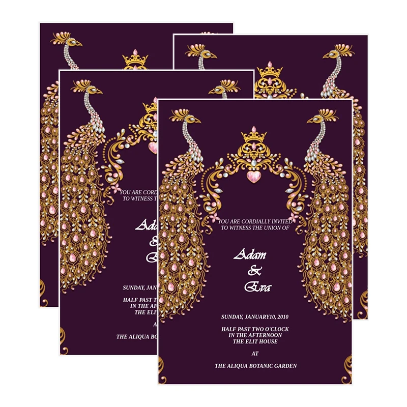 Customized Gold Flower Background Marriage Card Greeting Invitation Wedding Cards