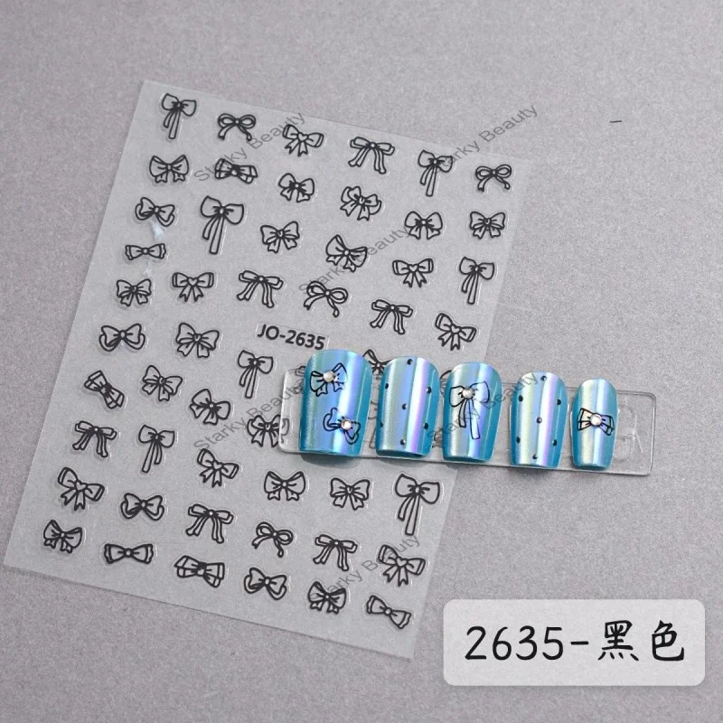 stickers nail China factory hot selling hand-painted nail decals flakes nail art stickers 3d glitter bow decoration