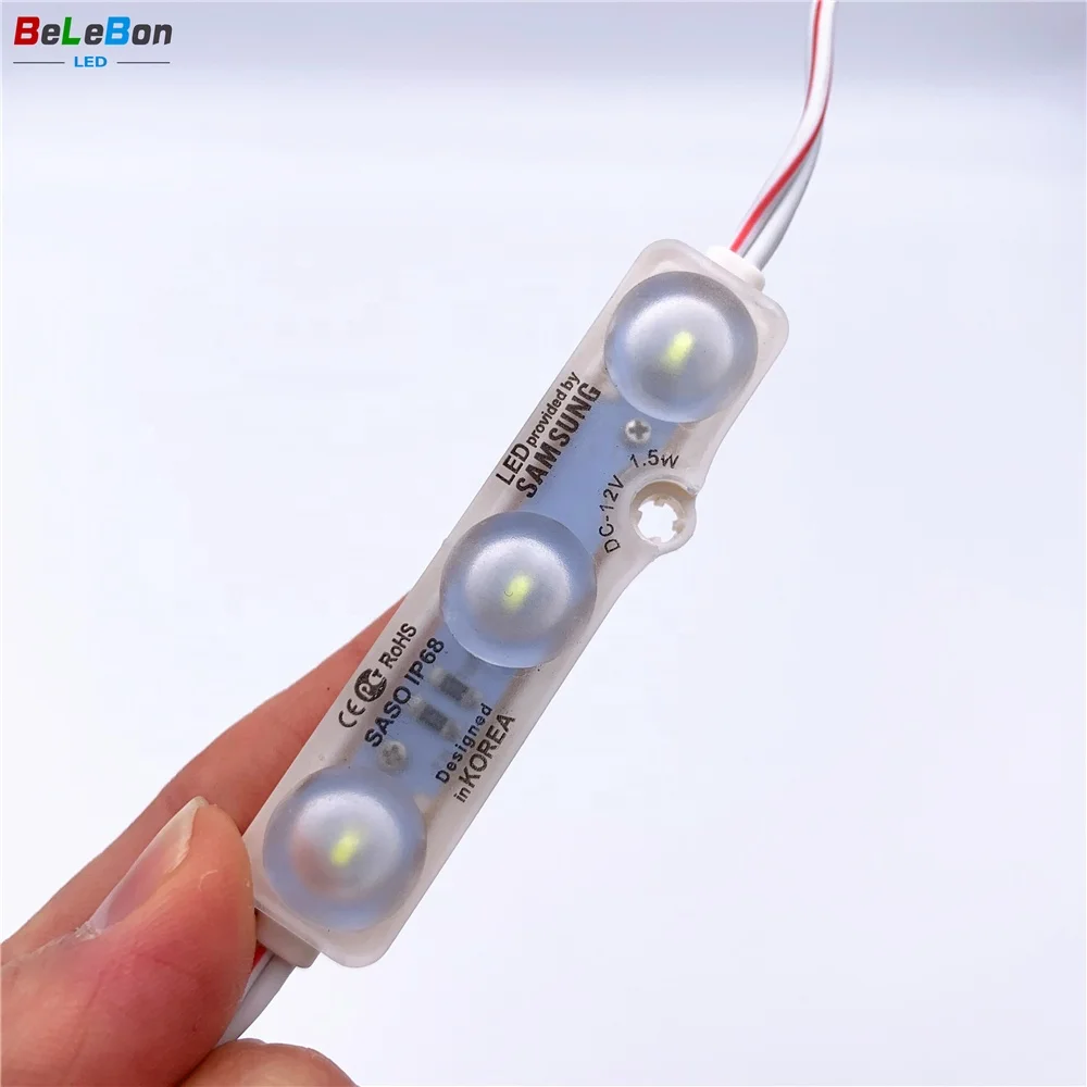 12V DC 3led injection lens light 1.5watts samsung korea logo led module 5630 5730 2835 cold white led modules for letter signs