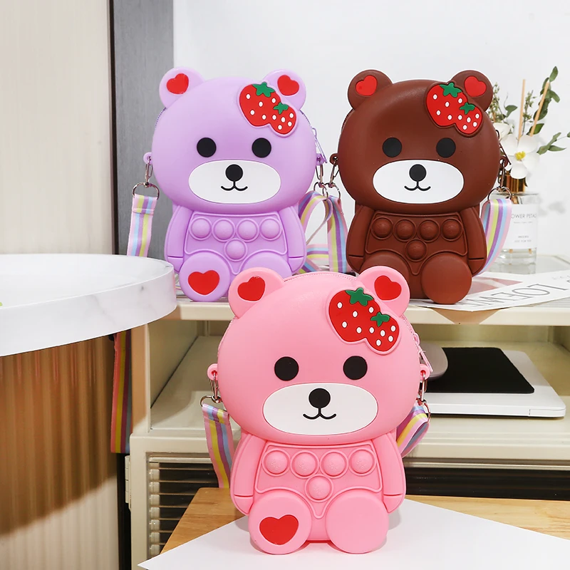 Bear Silicone Bag Cute Rat Killer Pioneer Oblique Bag New Fashion Girl Cartoon Wallet