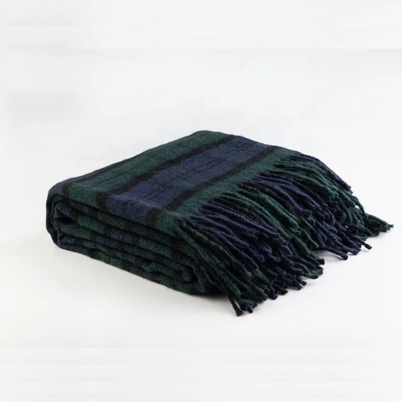 hengtai 50% wool merino wool blanket tassel blanket wool blanket plaid for winter