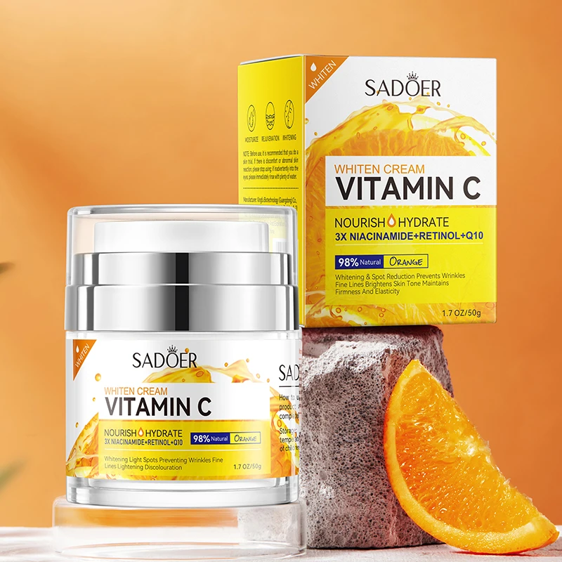 OEM SADOER Private Label Fruits Nourishing Skin Care Products Citrus Vitamin C Anti Aging Moisturizing Brightening Facial Cream