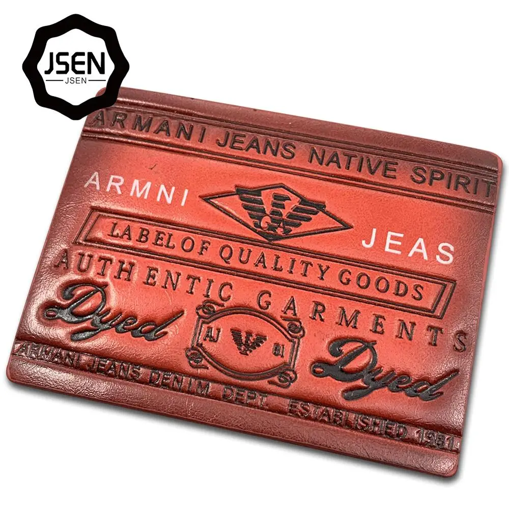 Пользовательский дизайн, тисненый логотип, этикетка из искусственной кожи, джинсы, кожаная нашивка для одежды
