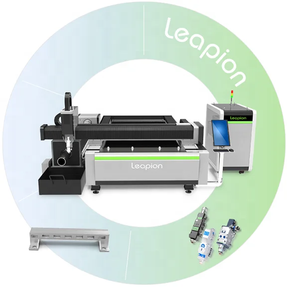 Leapion 4kw cast iron body Fiber laser cutting machine with exchange working table for sheet steel and tube