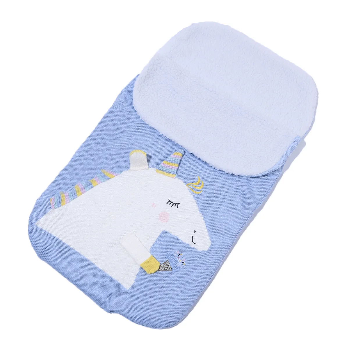 
Unicorn Plus Velvet Ultra Soft Fluffy Fleece Baby Knitted Sleep Sack Baby Wrap Newborn Baby Sleeping Bag 