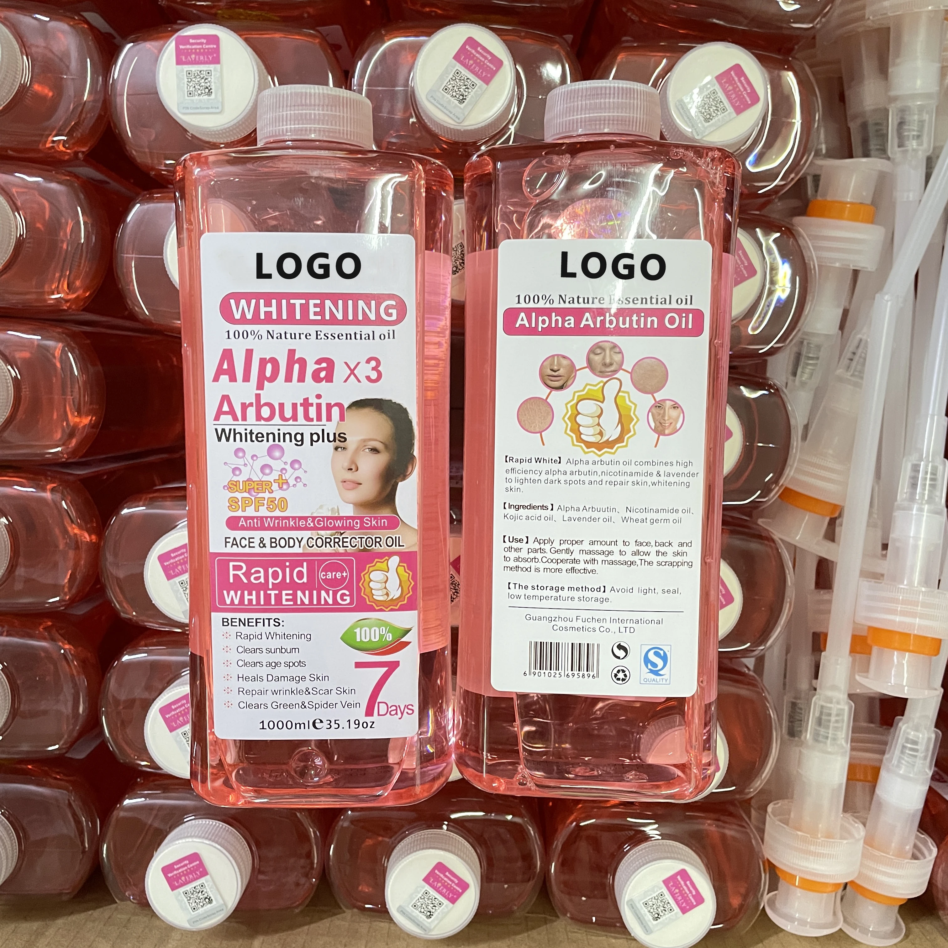 Private Label Pure Natural Massage1000ml Garlic Essential oil Rose Multi Use Oil Face Body Hair Skin Oil with Rose Petal Flower