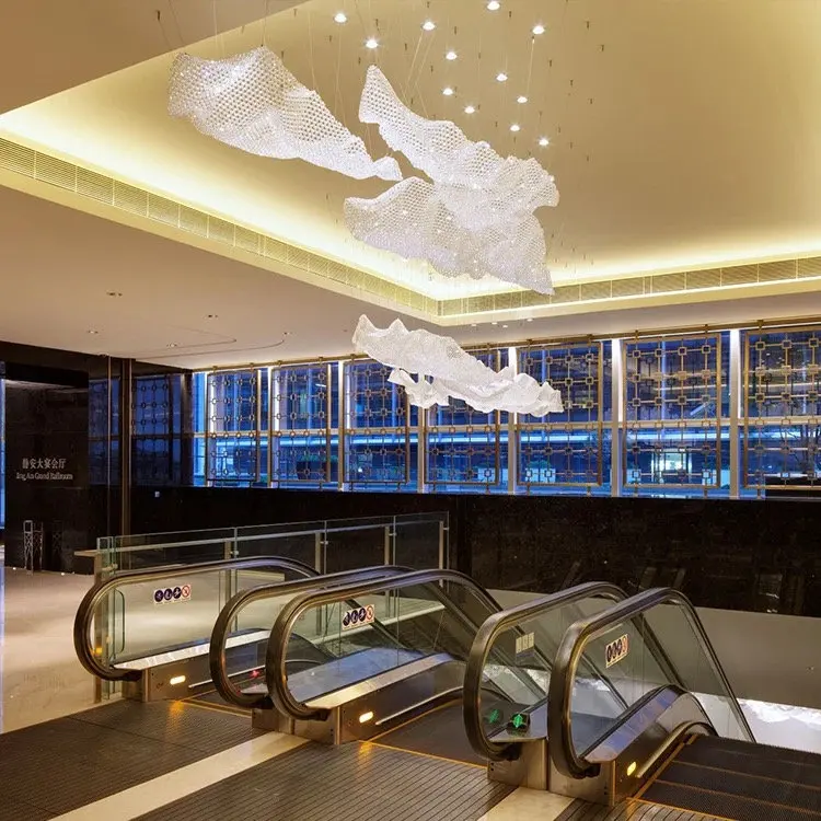 Customize Hotel Pendant Lamps Art Ribbon Deco Glass Pendant Light Creative Lighting Project Chandelier