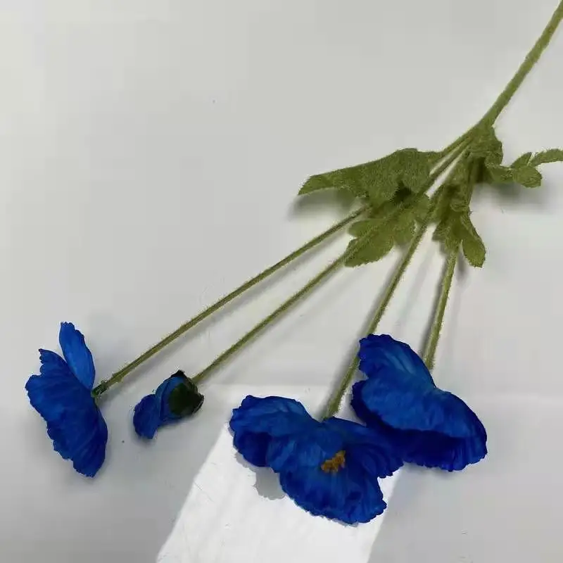 Cheaps Wholesale Decorative Flowers 4 Head Natural Emulation Poppy Bouquet