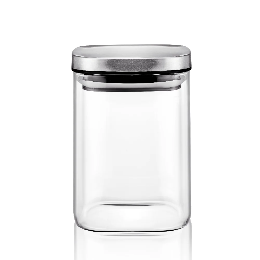 LINUO BPA FREE SQUARE Glass Food Storage Jar glass container food Glass Jar With Lid For Food
