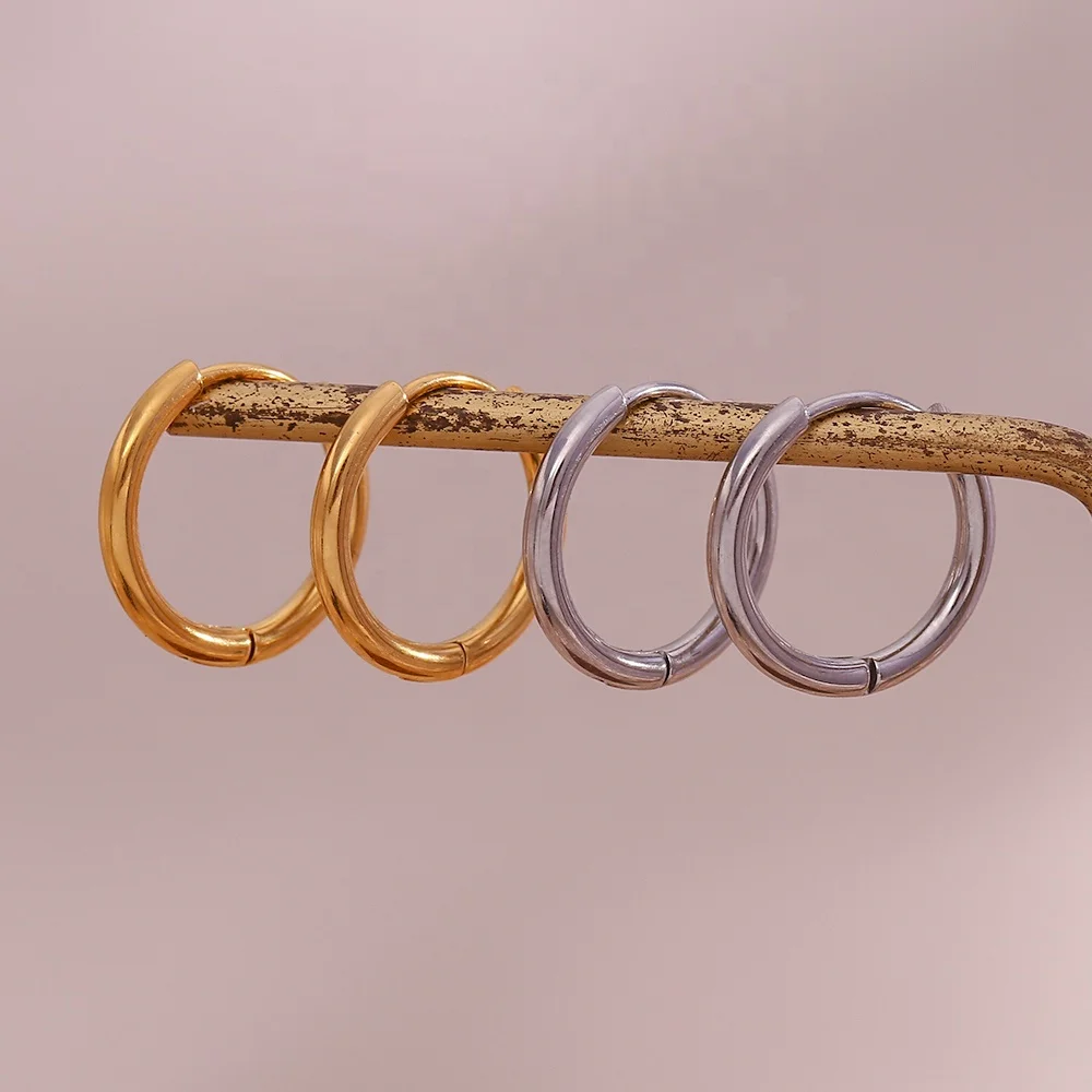 Drop Shipping 18k Gold Plated Stainless Steel Huggies Earring Fashion Jewelry Valentines Day Gift Wholesale