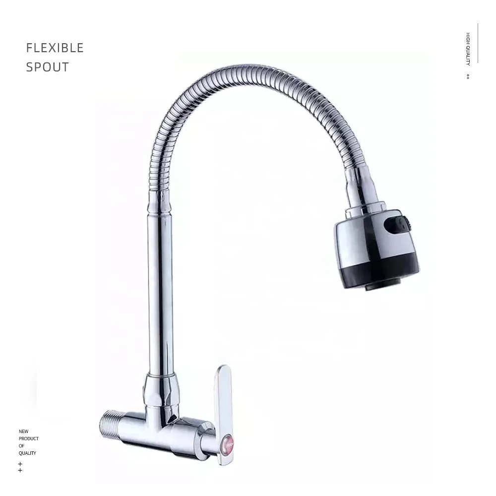 High pressure cold water mixer Stainless Steel kitchen faucet single handle deck mounted kitchen faucet flexible hose 2 modes
