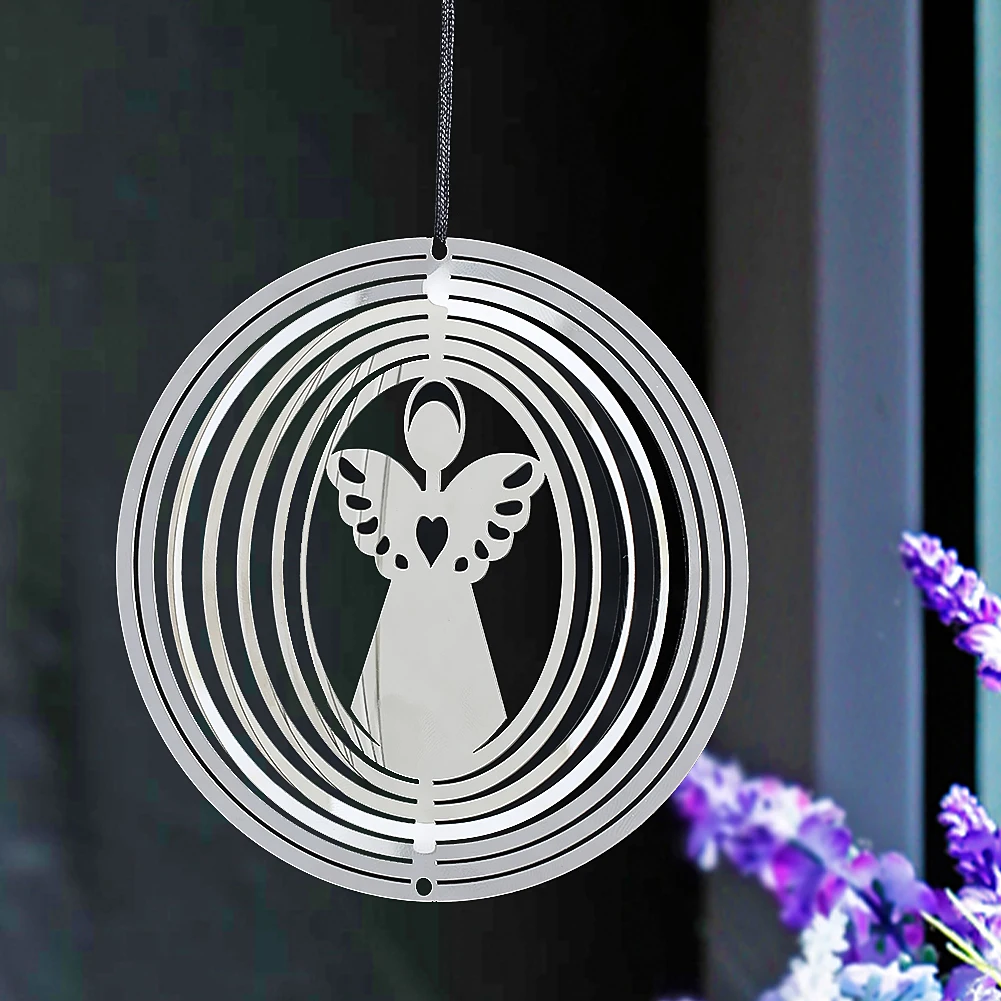 Wing Wind Spinners Outdoor Yard Garden Hanging Decor 3D Flowing Heart Love Christian Gifts Chimes Catcher Pendant