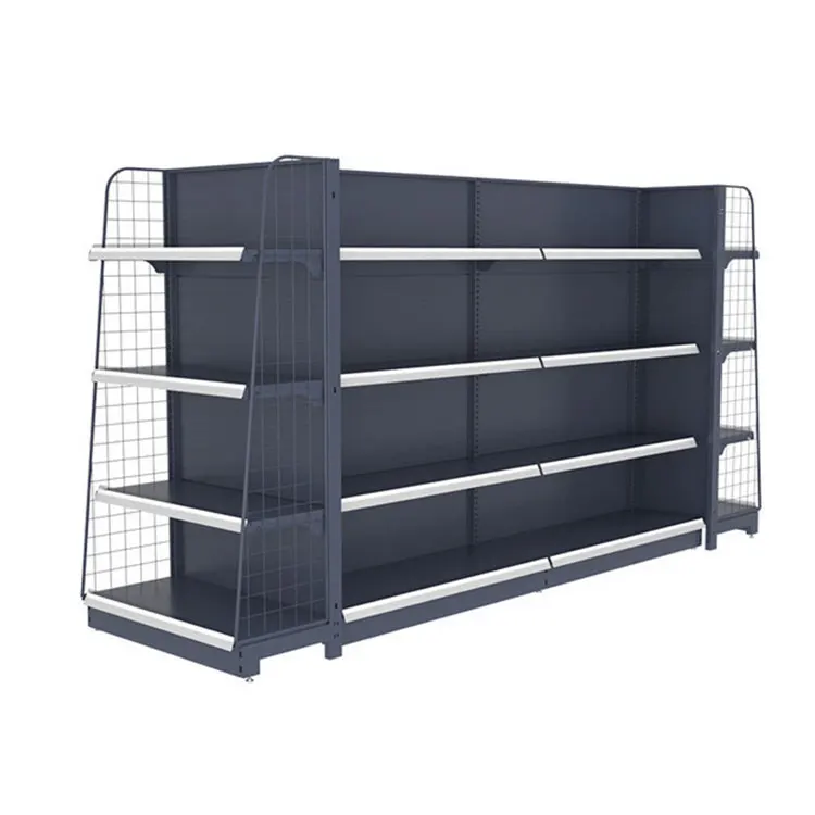 Supermarket Display Shelf Double-Sided Light Duty Metallic Shelving Racks for Shop Display Convenience Store