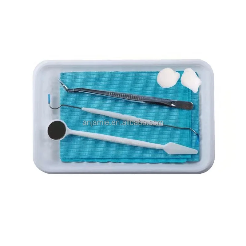Mouth Mirror Tweezer Probe Disposable Tools Kits / Dental Instruments Hygiene Examination Set