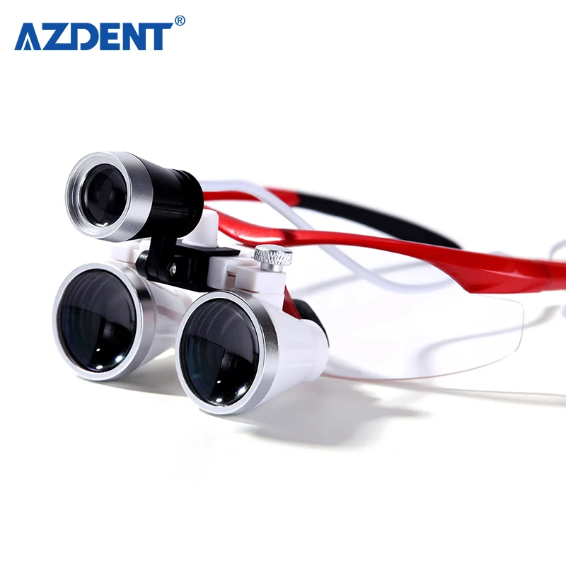 Baistra medical red plastic dental binocular loupes with LED heaslight for dentist