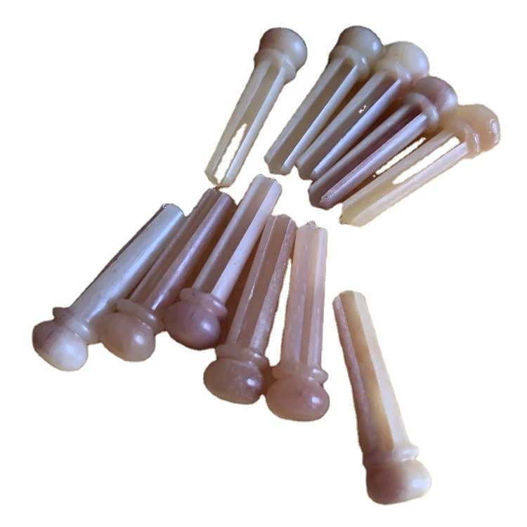 2022 New Guitar Bridge Pins, Camel bone containing blood Pin Acoustic Guitar Strings Nail Pegs (white)