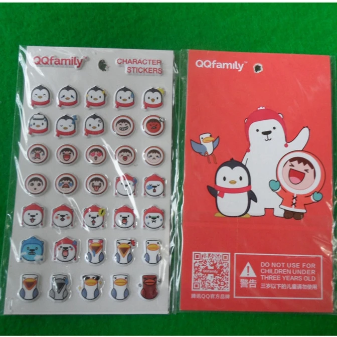 OEM character stickers for kids cute cartoon animals penguin puffy stickers custom