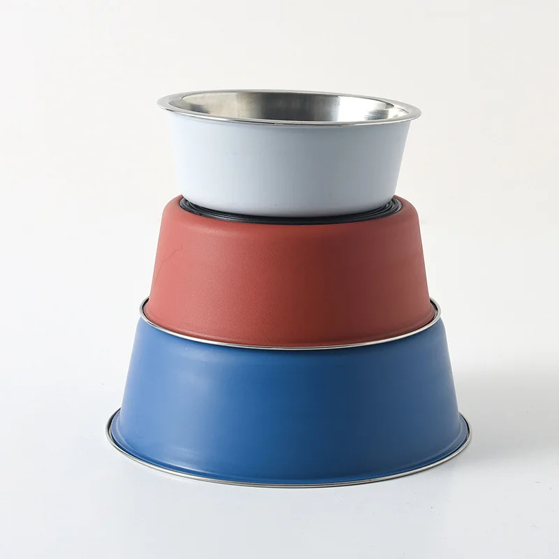 Pet Supplies Stainless steel Dog Cat bowl Cat food bowl Dog pet bowl anti-skidding double-deck environmentally friendly plastic