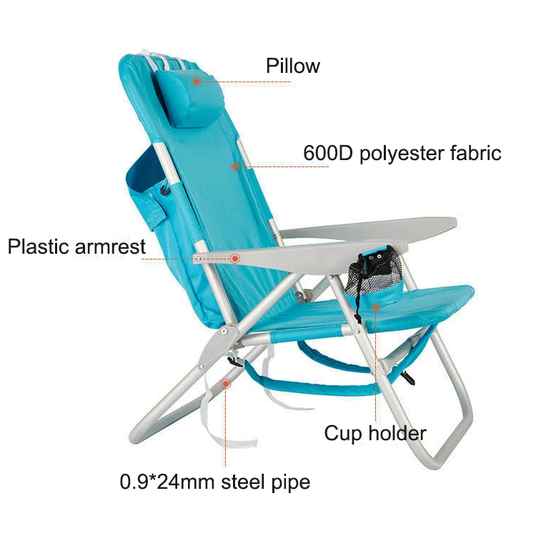 Outdoor Portable Fishing Camping Picnic Chair Ultralight Backpack Folding Beach Chair with Storage Pouch