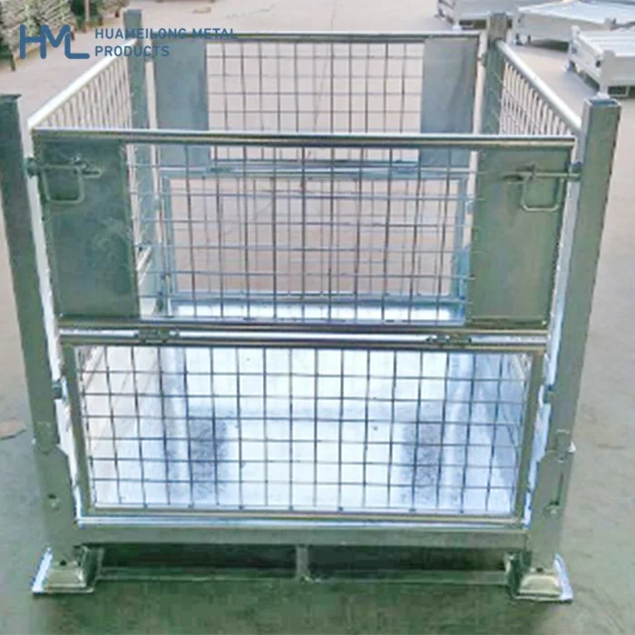 Heavy duty galvanized metal stacking warehouse storage steel folding australia mesh stillage cage