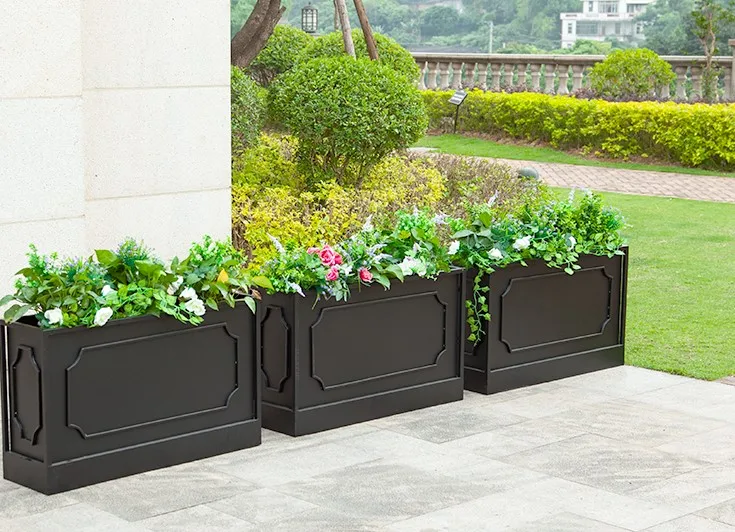 Outdoor Large Planter Box Rectangle Metal Planters Hotel Garden
