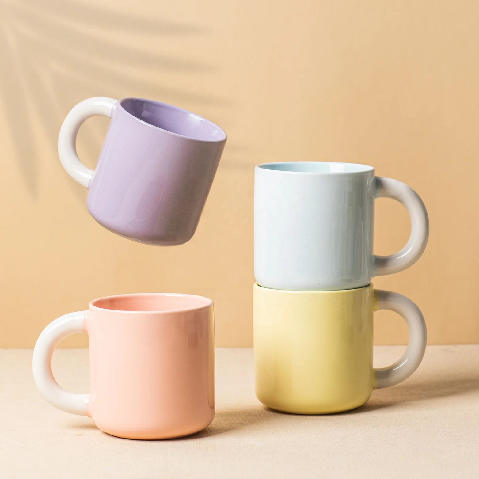 Nordic style 12oz ceramic mug warm macaron color porcelain coffee mug