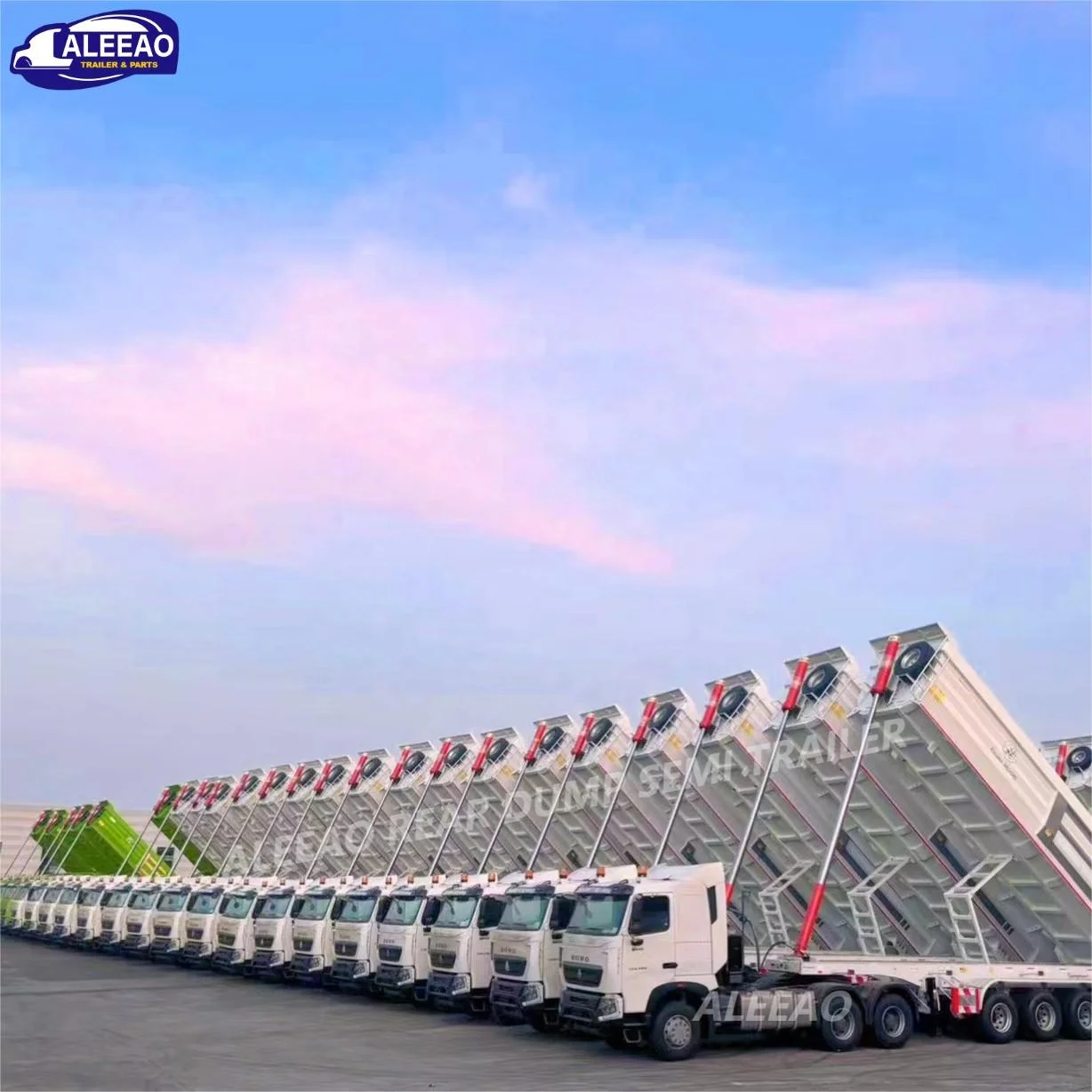 ALEEAO Hydraulic Tri-Axle U Shape End Tipper Semi-Trailer Dump Rear End Dump Semi Trucks Trailer For Sale