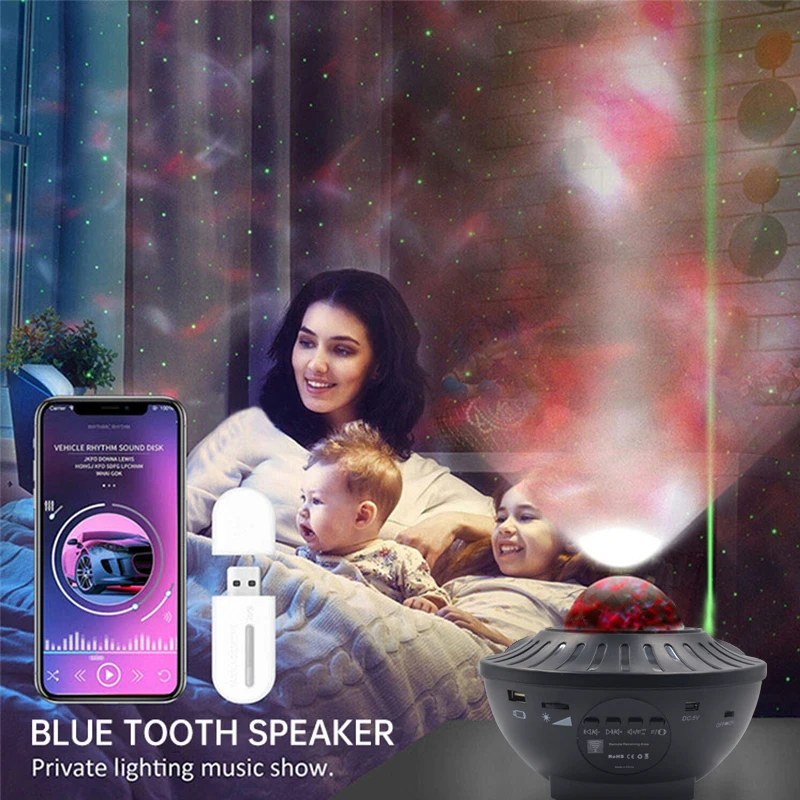 Baby Starry Sky Projector Laser LED Night Light, Remote Control Mini Galaxy USB Sterren Star Lamp with Music for Kid