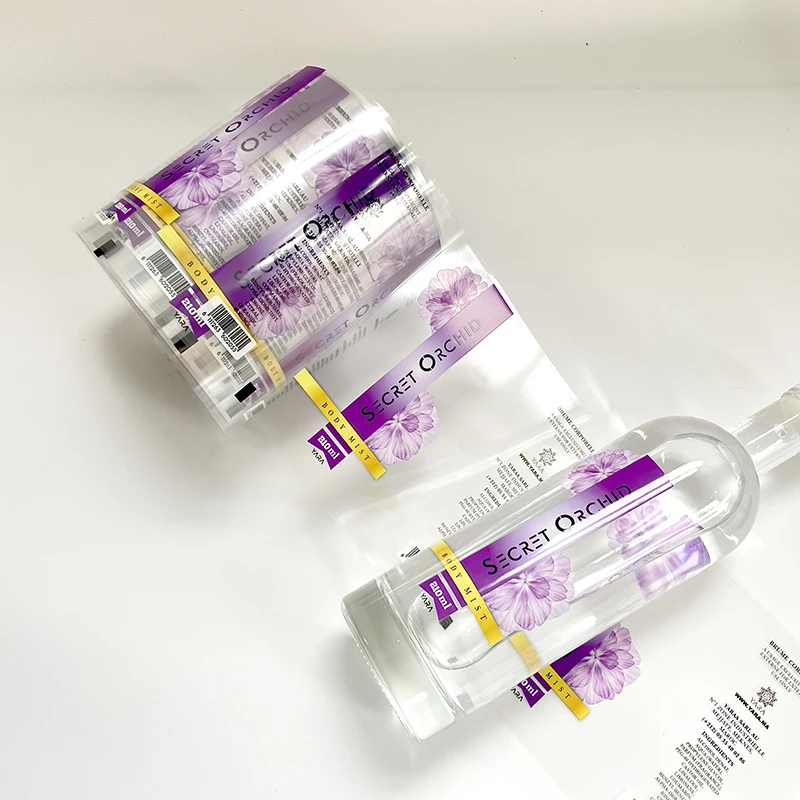 Custom Vinyl Clear Transparent Sticker Water Juice Beverage Cosmetic Bottle Product Packaging Label Logo