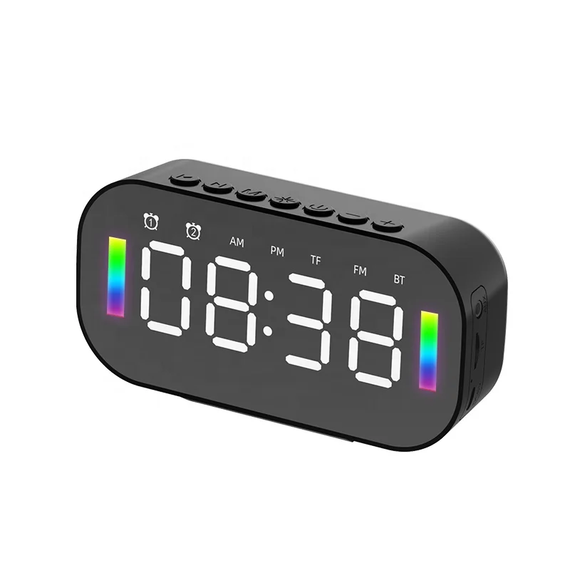 Q3 China Rts Speaker With Alarm Function Portable Mini Gift Audio Mirror Alarm Clock Speaker With Mic