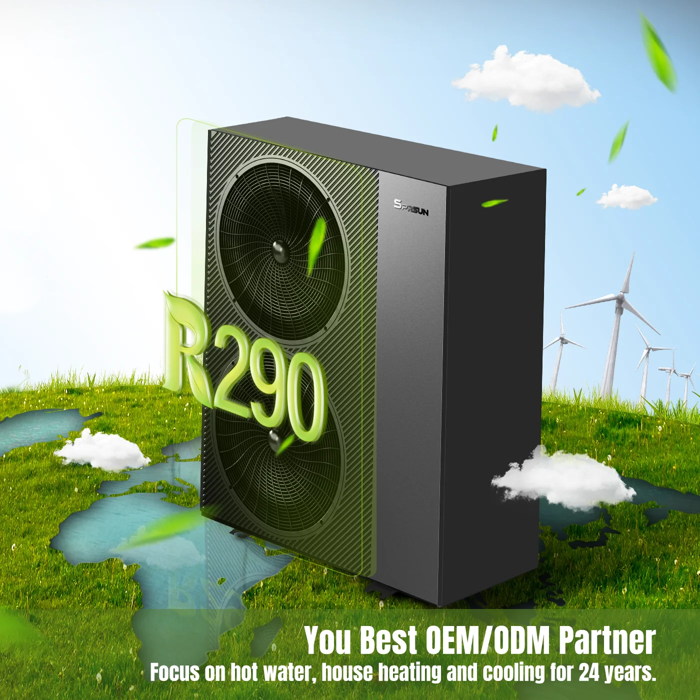 9 кВт 15 высокоэффективный преобразователь постоянного тока воздушный энергетический тепловой насос R290 Poland Германия воздух-вода моноблок