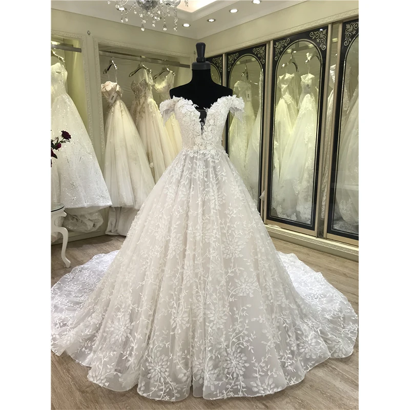 
best sale white luxury women ball gown wedding dress 