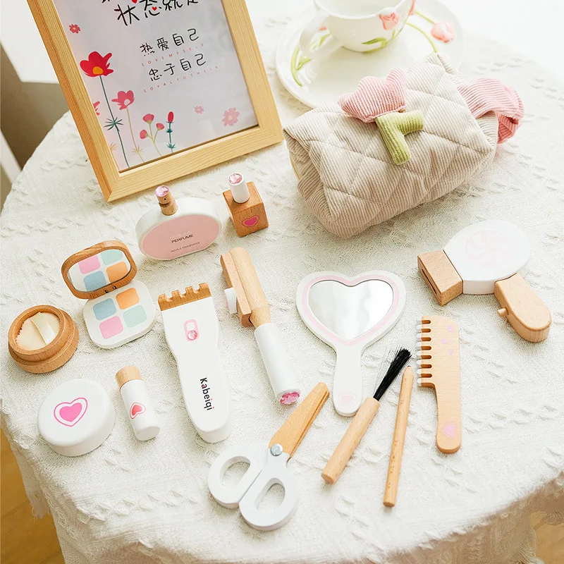 2024 new style simulate wooden dressing table toy set children puzzle princess girl makeup birthday gift toys