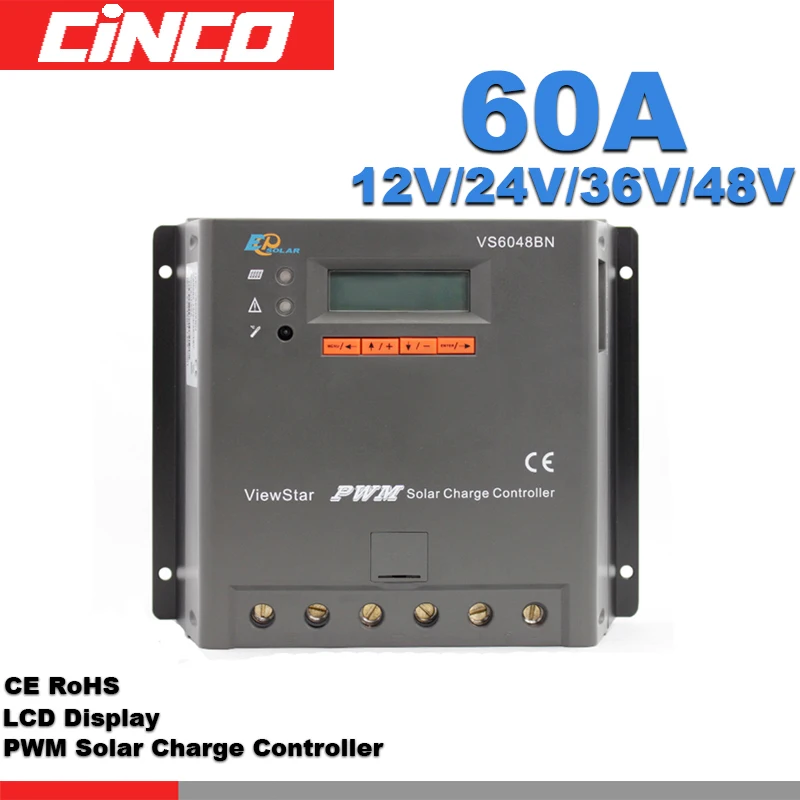 EPEVER VS6048BN 60A 12v/24/v36v/48v PWM Solar Charge Controller for home use epsolar With RS485