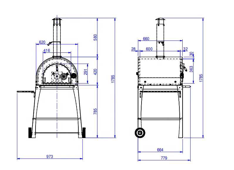 Home Garden Outdoor Wood Chip Modern Pizza Oven 500 Degrees