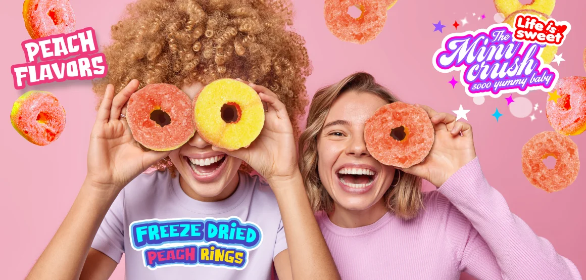 New Arrival Hot Freeze Dried Candy 50g Peach Ring Shape