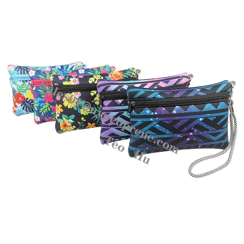 OEM Custom Design Lady-Style Waterproof Neoprene Wristlet Phone Pouch Mini Handbags Wristlet Purse Wallet Clutch Bag for Women