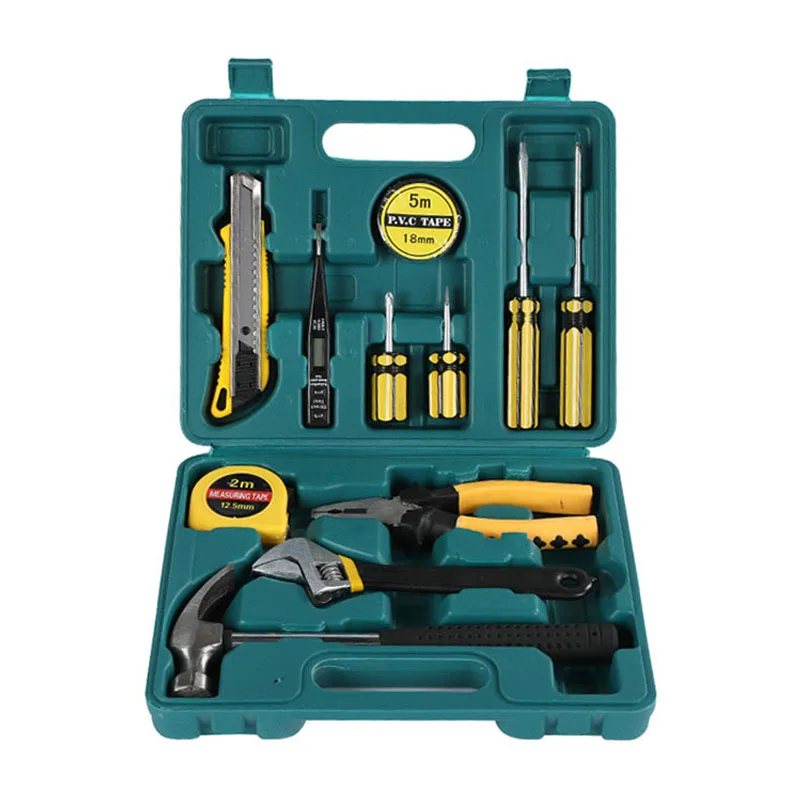 13PCS Household Tools Set Mixed Ironware Hardware Kit Box For Car Computer Phone Multi-Function Toolbox Screwdriver Bit