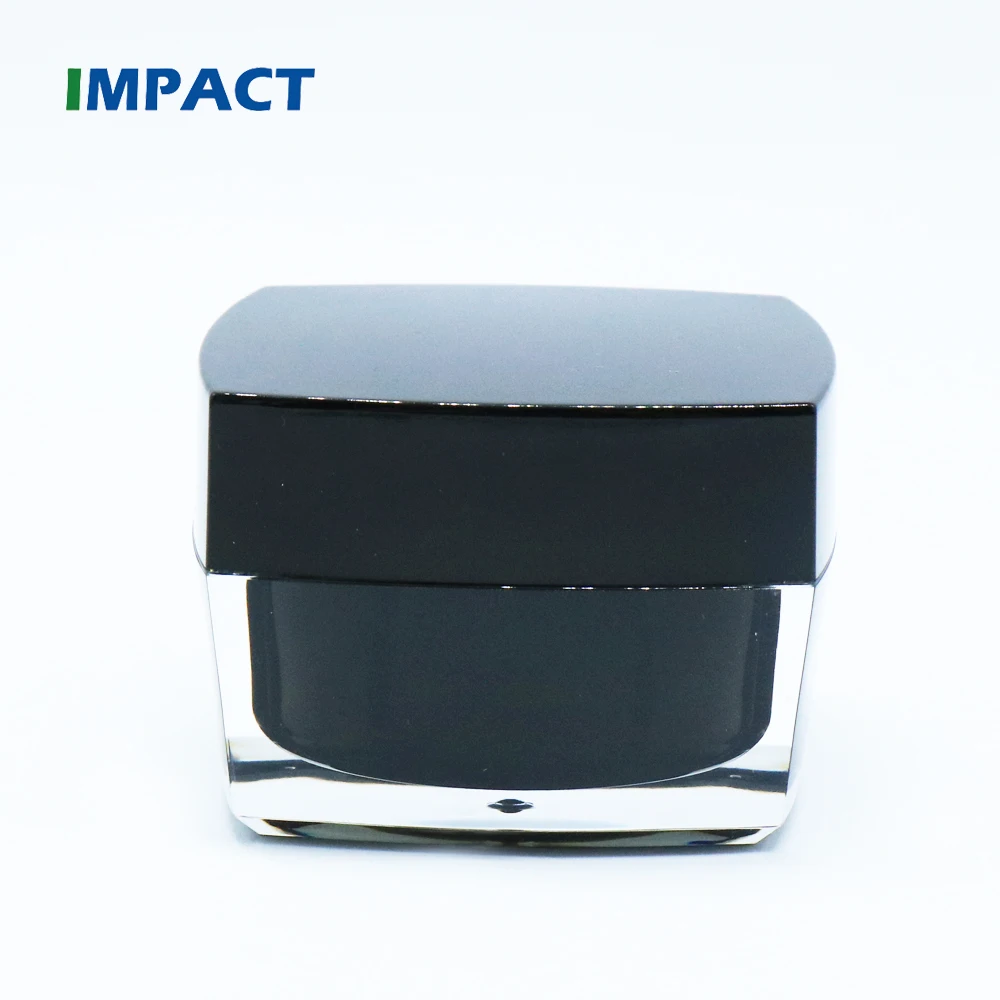 50 ml Hot Selling Plastic Jar Square Shape Acrylic Black Cosmetic Jar Skin Care Cream Jar