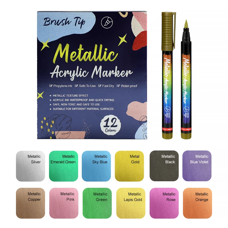 Artistro Acrylic Paint Pens Marker 12Color Fabric Markers Permanent Set De Marcadore Sketch Pen For Wall Art