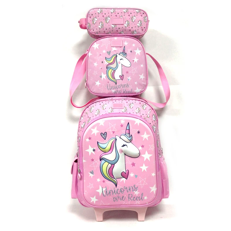 Cute Cartoon Girls School Bag Set With Custom Logo Unicorn Backpack
