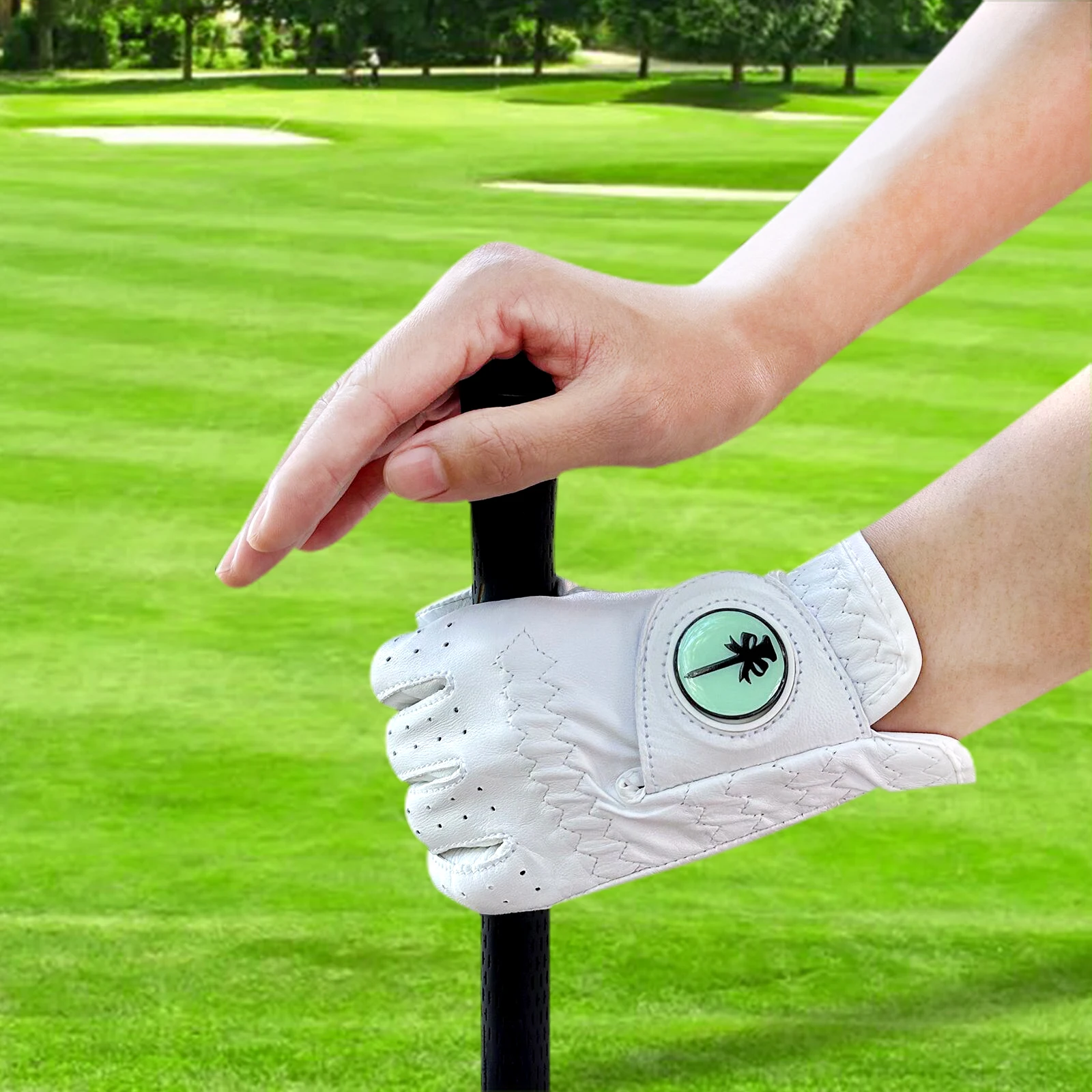 Soft Premium Players Cabretta Leather golf gloves Premium Genuine Leather Golf Team Gloves with Ball Marker (Left Hand)